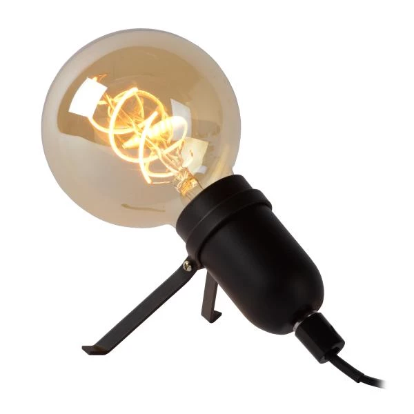 Lucide PUKKI - Tafellamp - LED - E27 - 1x5W 2200K - Zwart - detail 1